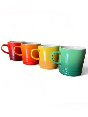 Le Creuset Gradient Stoneware Mug Set – Green, Yellow, Orange, Red